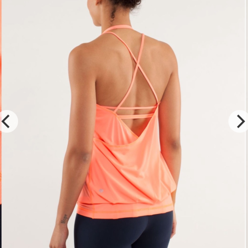 Lululemon Flow and Go Coral Strappy Back Tank Top